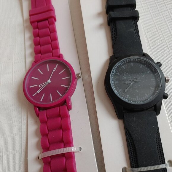PAIR of Watches BNIP Pink Watch Black Watch - Picture 1 of 4